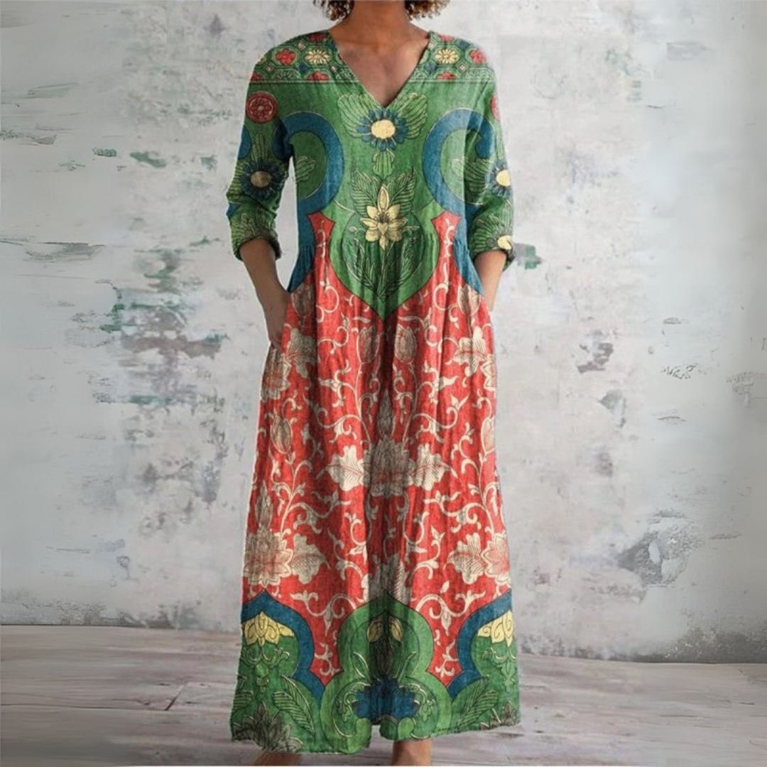 Bridget | Long Dress with Vintage Floral Print