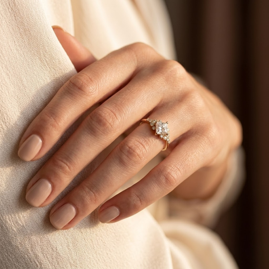 Giselle | Square Solitaire Gold Ring