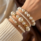 Margot | Gold Pearl Bracelet Set
