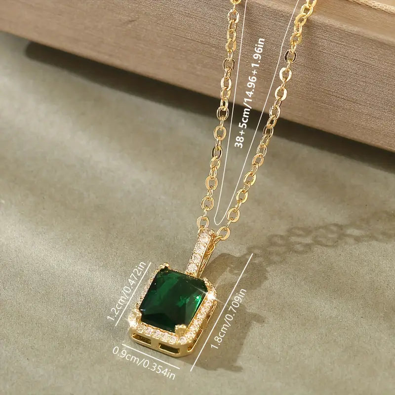 Bianca | Emerald Halo Necklace