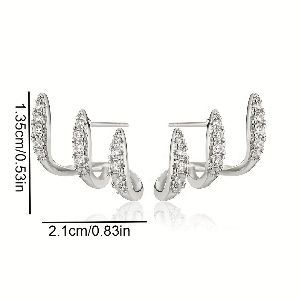 Elegant Rhinestone Three-Prong Earrings