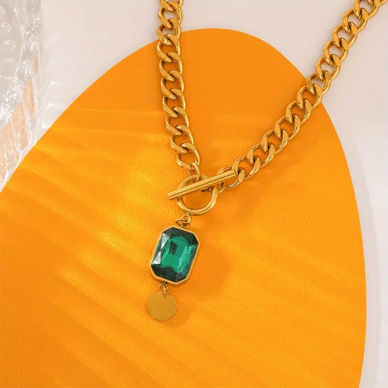 Solange | Gold Emerald Chain Necklace