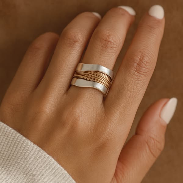 Guinevere | Silver & Gold Thread Ring