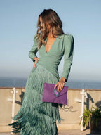 Loretta | Elegant Fringed Flared Dress