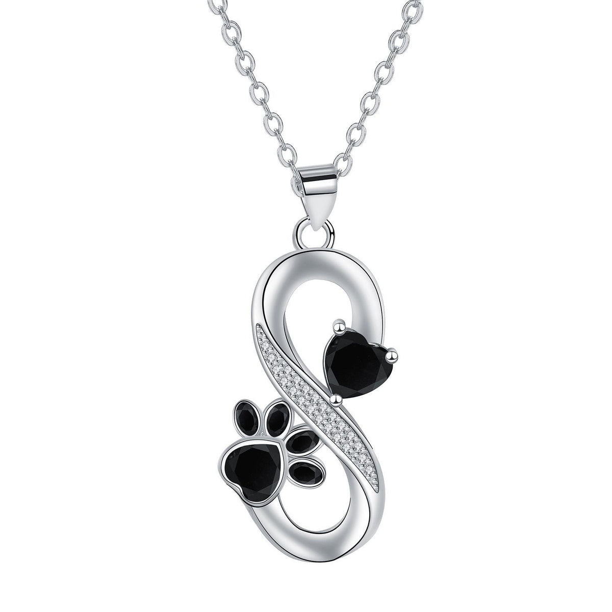 Infinity Symbol Necklace with Hearts and Paw Print