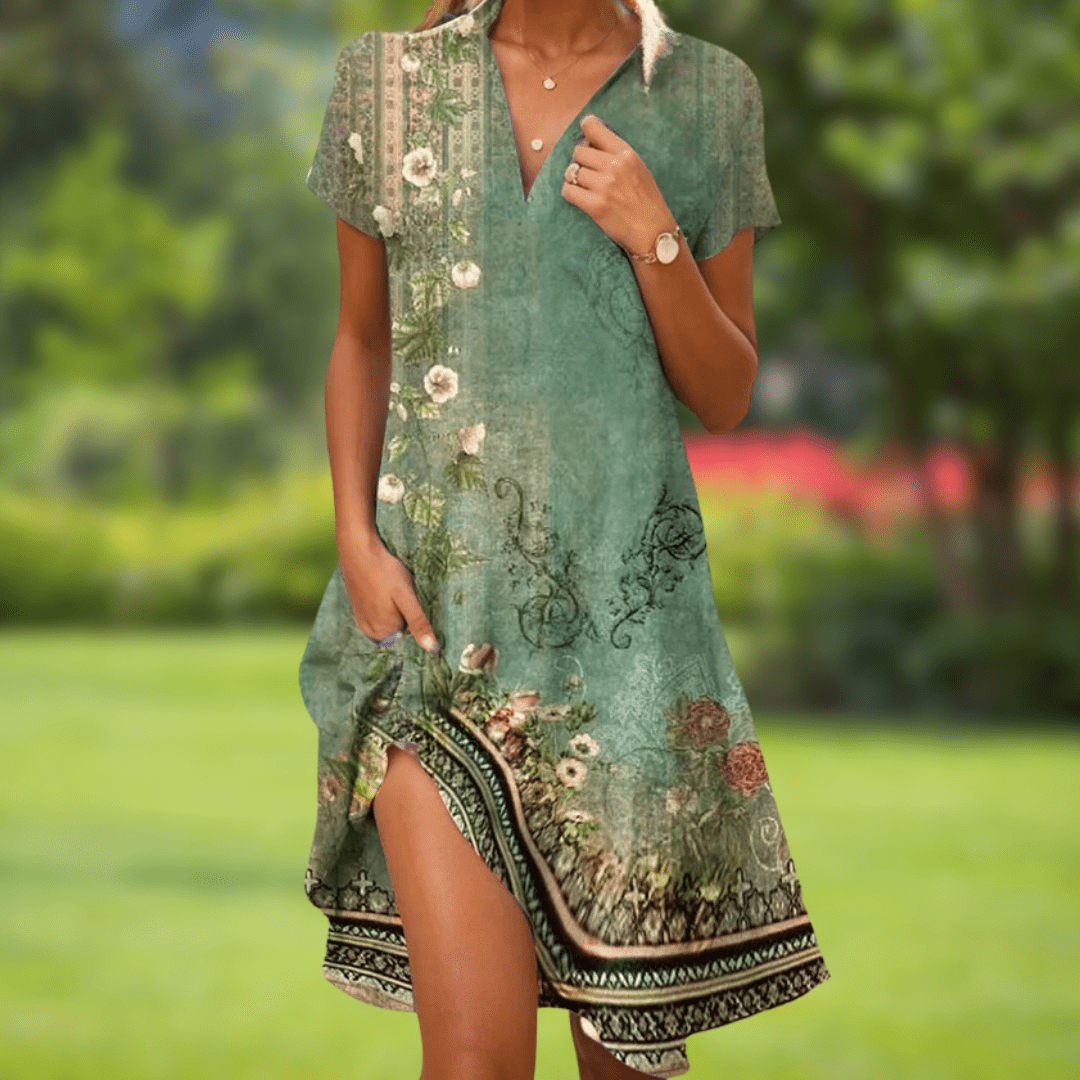 Galiana | Stylish V-Neck Elegant Dress