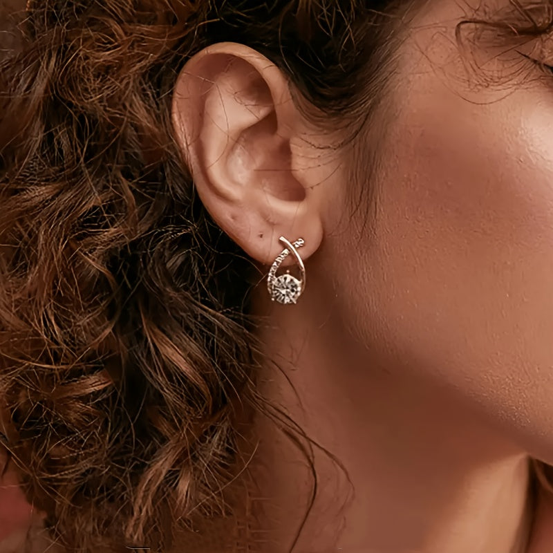 Solene | Gold Cross Zirconia Studs