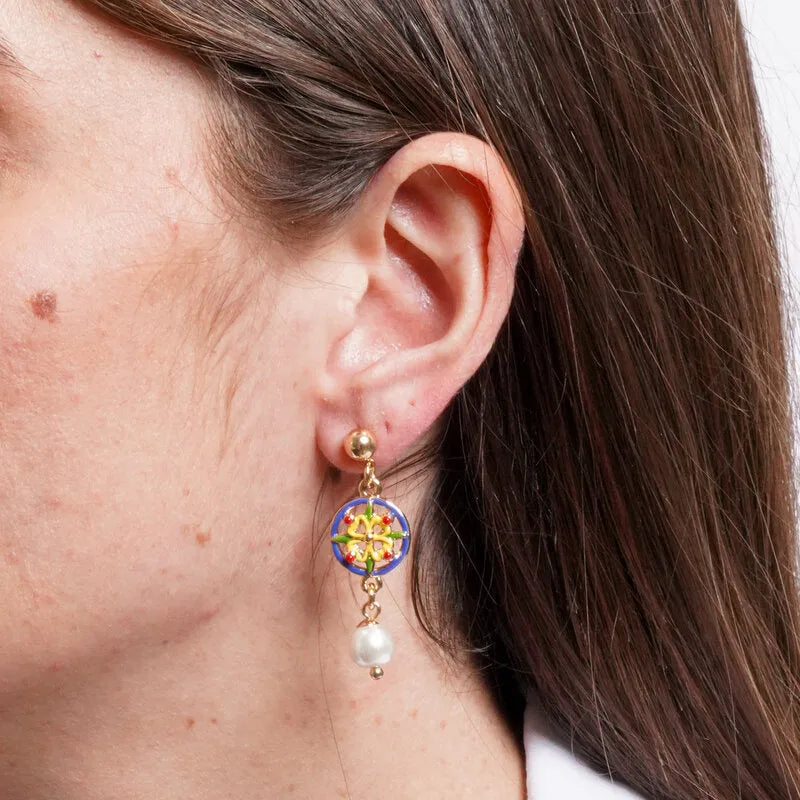 Siciliana | Blue & Yellow Maiolica Earrings