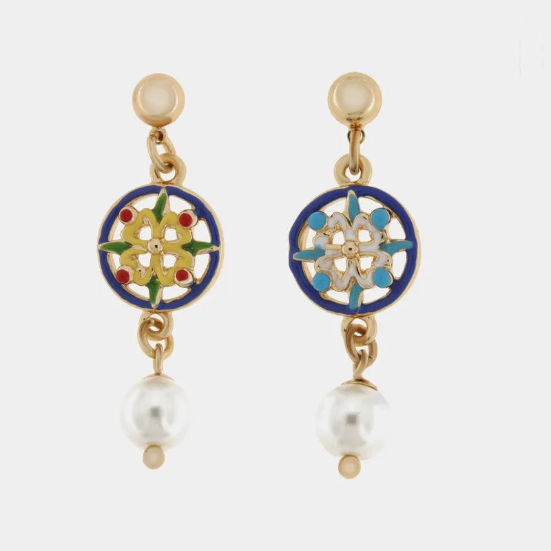 Siciliana | Blue & Yellow Maiolica Earrings