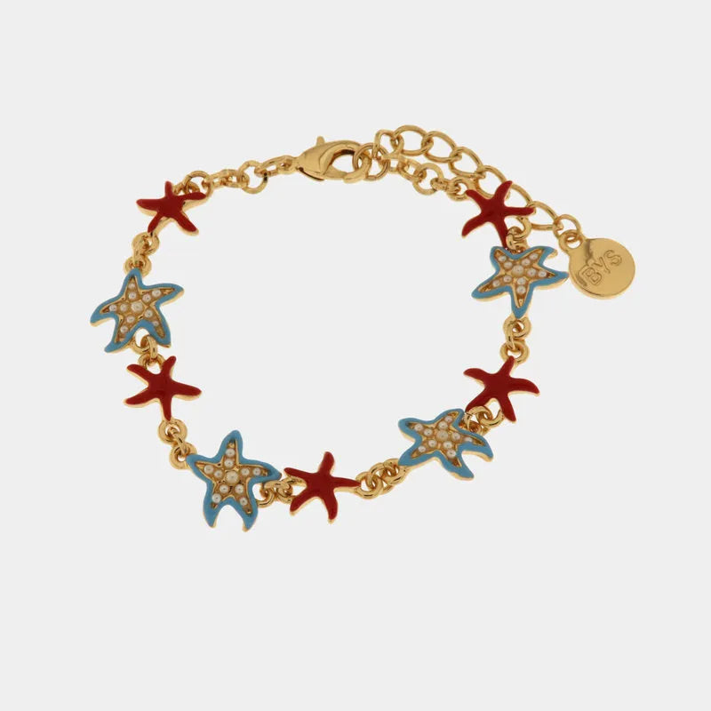 Metal bracelet with colored starfish