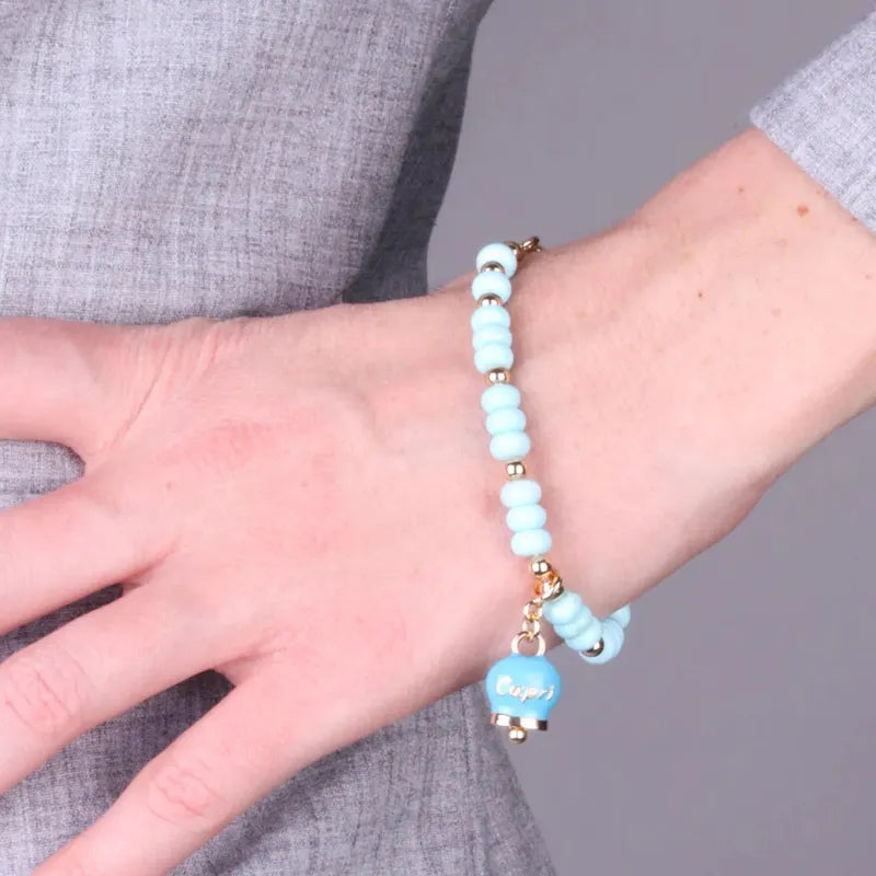 Metal Bracelet with Beads and Bell Capri Turquoise
