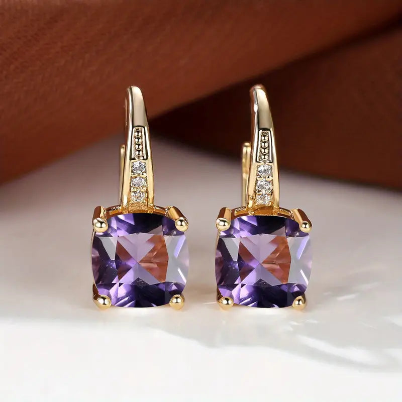 Ulrica | Gold Stone Hoop Earrings