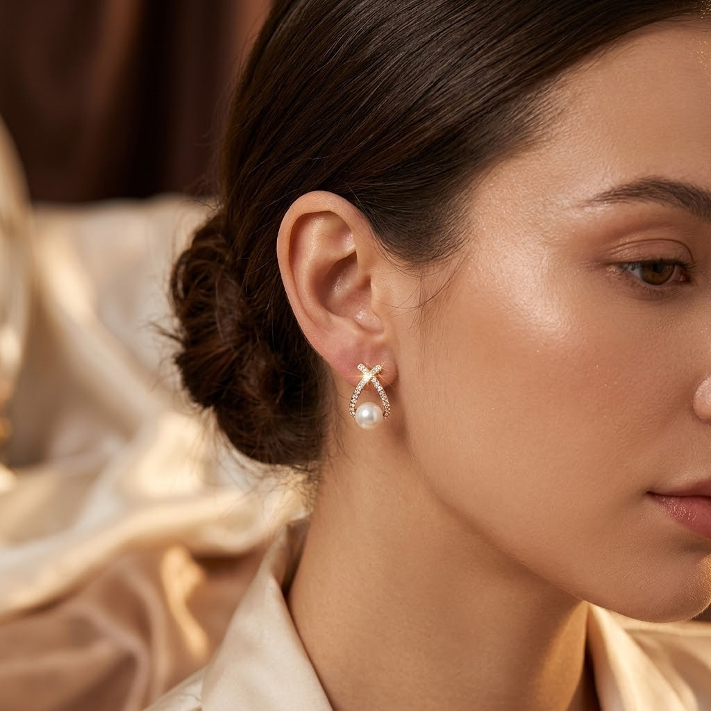 Clemence | Pearl Stud Earrings