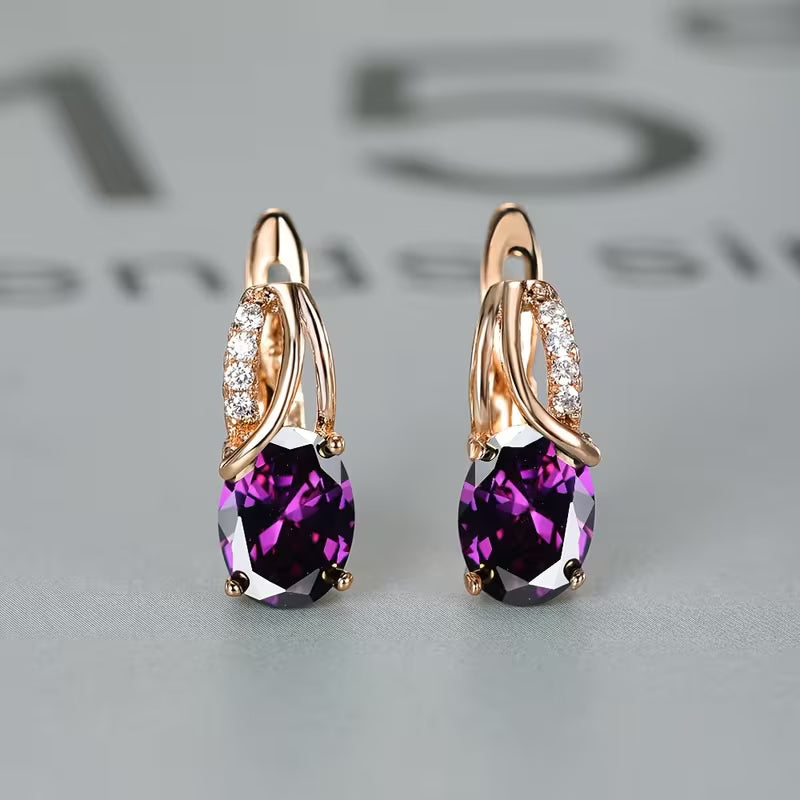 Zelda | Gold Amethyst Hoop Earrings