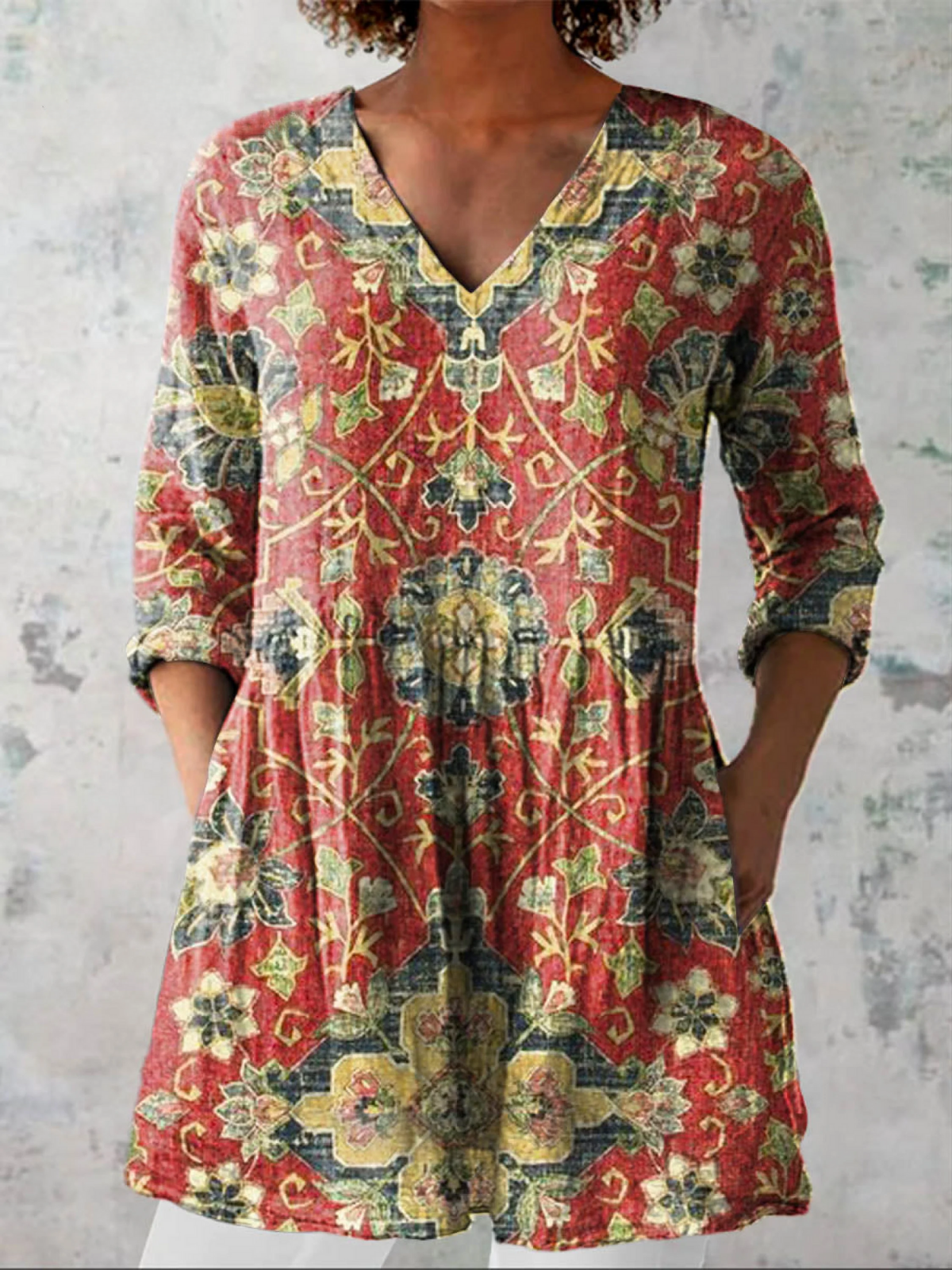 Beth | Long Blouse with V-Neck