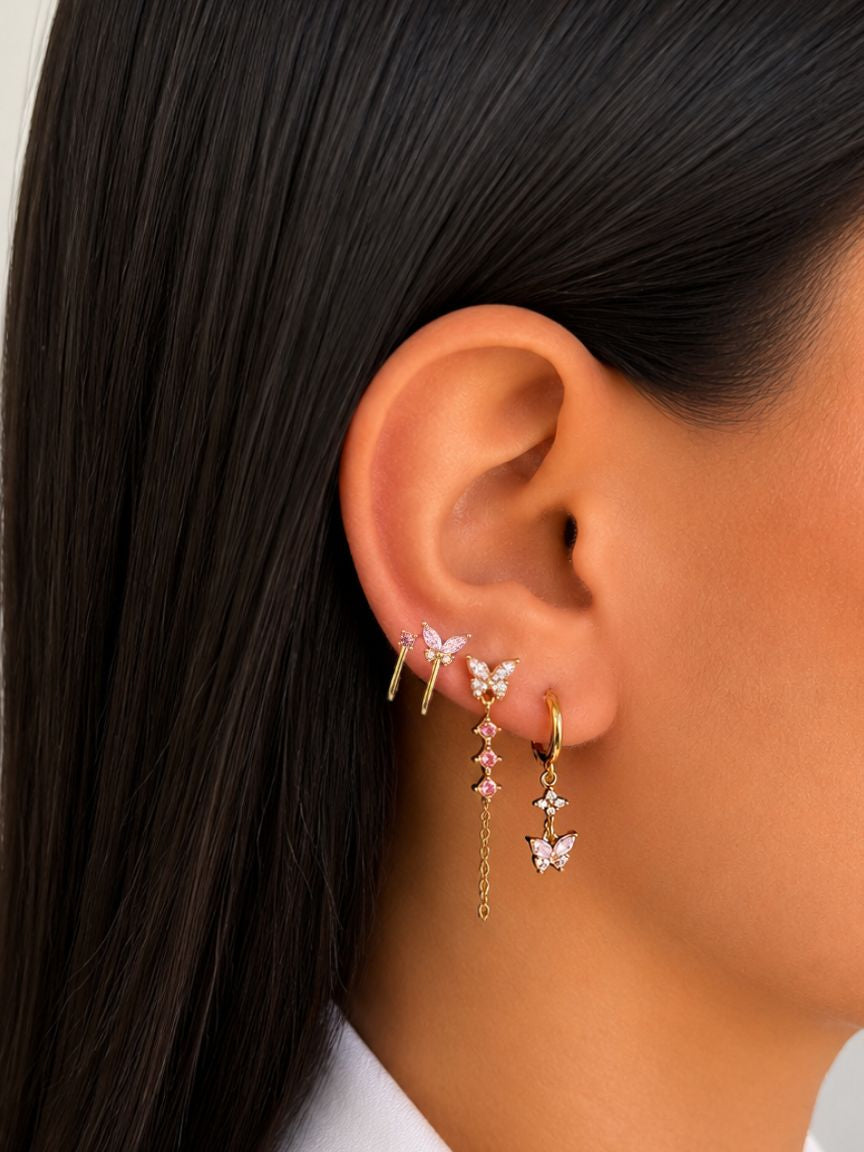 Butterfly Pink Earrings Set