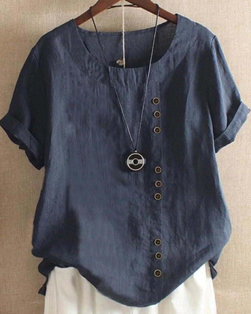 Adeline | Short Sleeve Round Neck Blouse