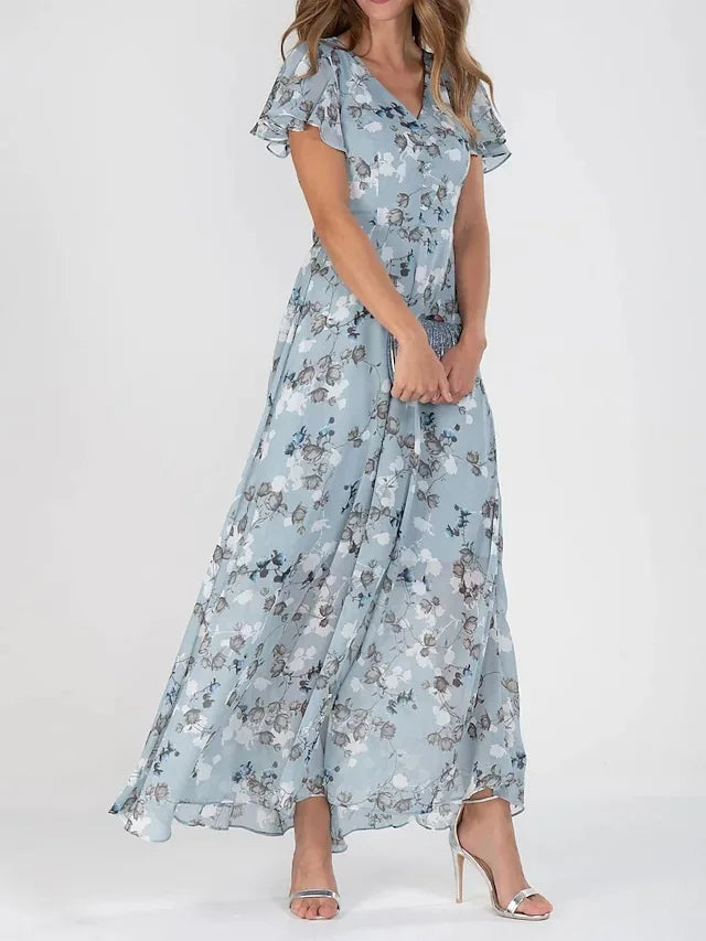 Noelle | Elegant Floral Short Sleeve Dress