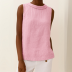 Honora | Casual Sleeveless Roll Collar Top