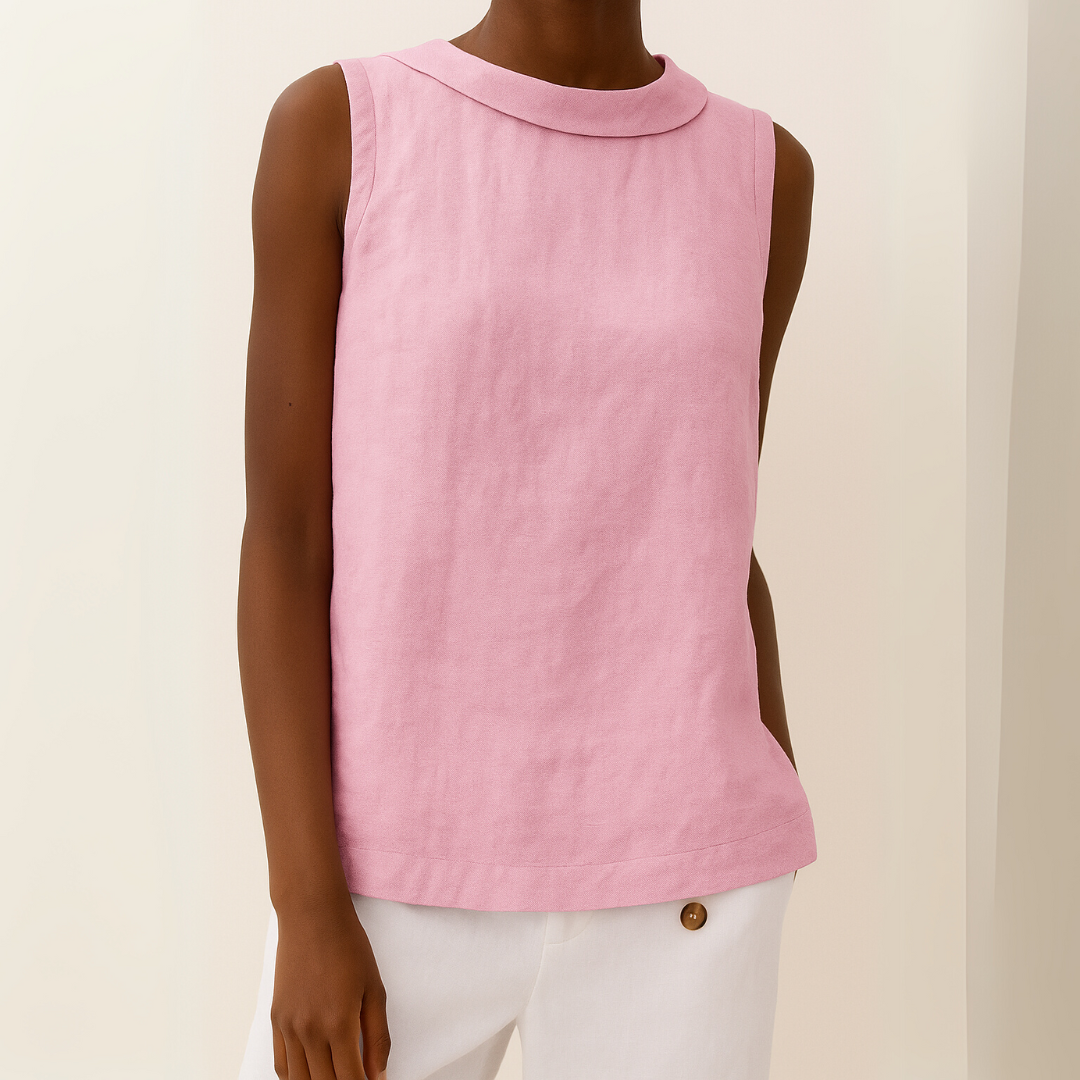 Honora | Casual Sleeveless Roll Collar Top