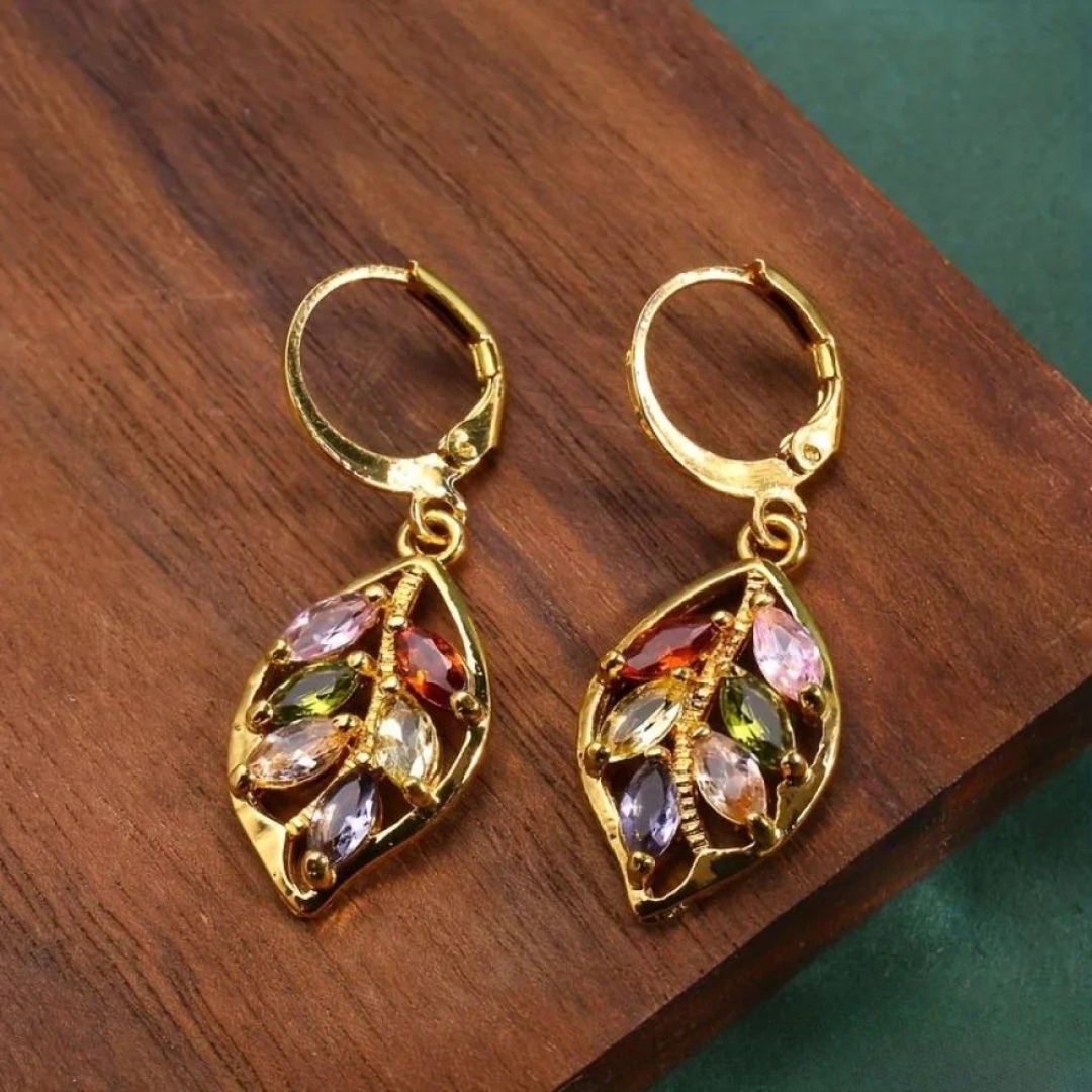 Willow | Multicoloured Gold Leaf Earrings