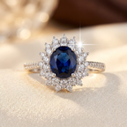 Seraphina | Sapphire Gold Halo Ring