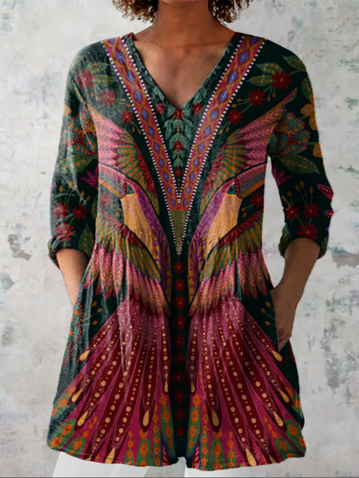 Eva | Long Blouse with V-Neck