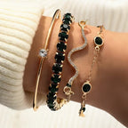 Gold Bracelet Set with Gemstones