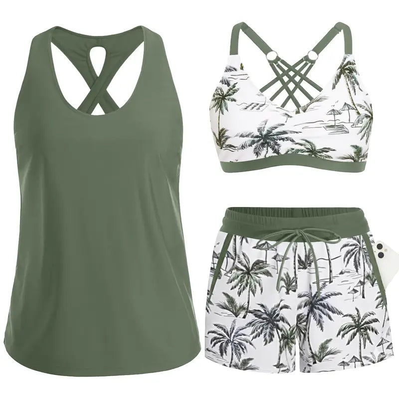 Laura | Sporty Three-Piece Tankini Set with Pockets