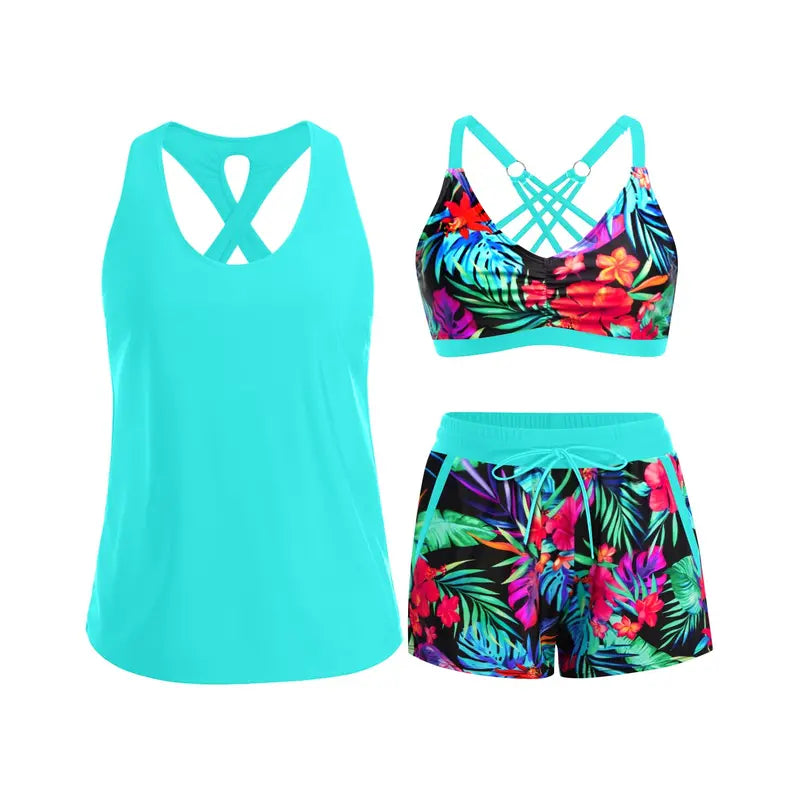 Laura | Sporty Three-Piece Tankini Set with Pockets