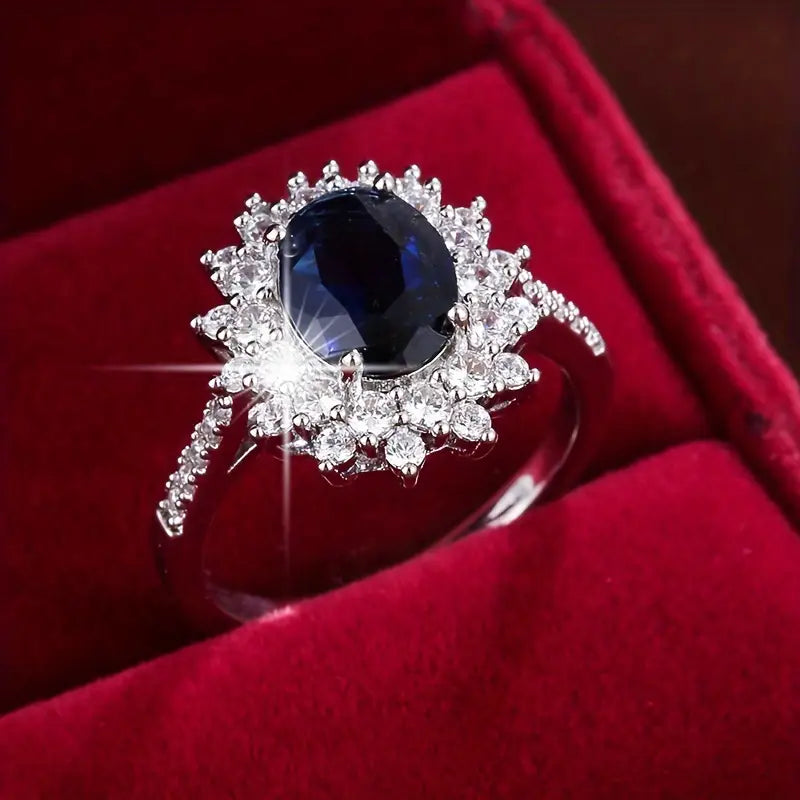 Alice | Gold Sapphire Halo Ring
