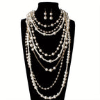 Boho Multi-Layered Pearl Statement Set