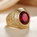 Tabitha | Ruby Engraved Ring