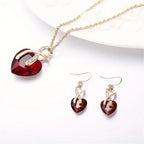 Lottie | Gold Ruby Twisted Heart Set