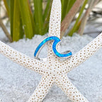 Floating Silver Ring with Blue Opal