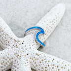 Floating Silver Ring with Blue Opal
