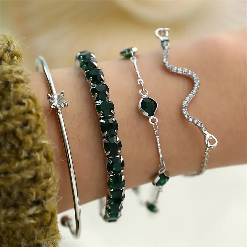 Livia | Green Gemstone Bracelet Set
