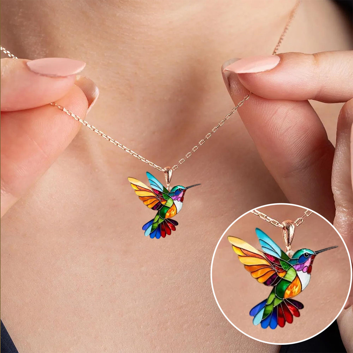 Beautiful Hummingbird Necklace with Earrings Gift