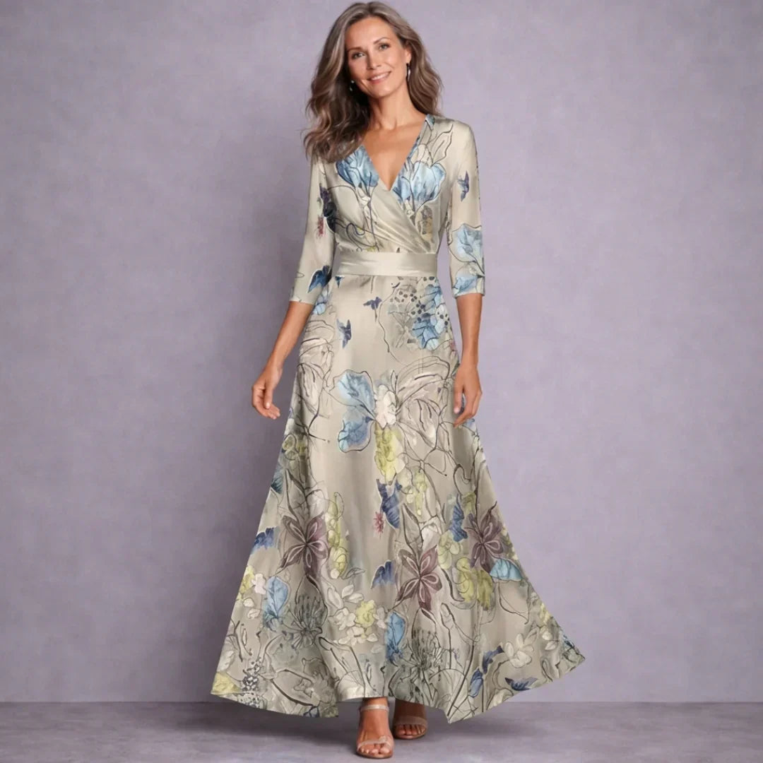 Dahlia | Elegant Mid Sleeve Maxi Dress