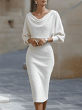 Liora | Elegant Draped Batwing Midi Dress