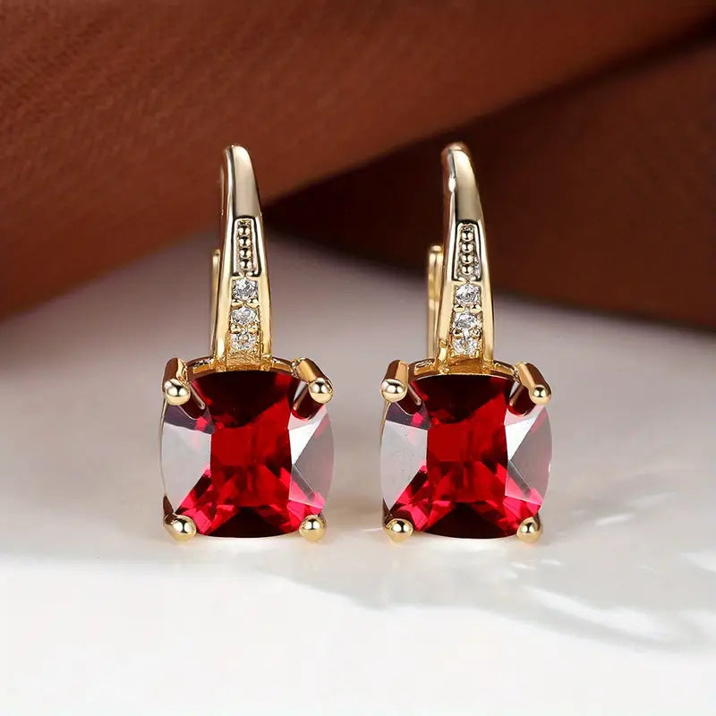 Ulrica | Gold Stone Hoop Earrings