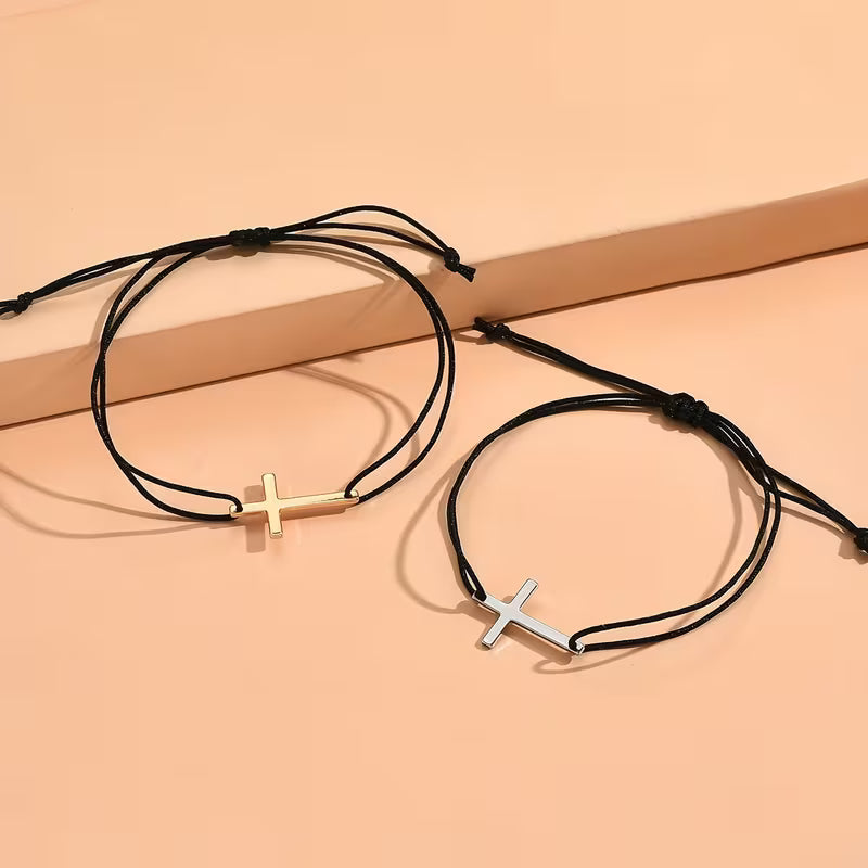 Braided Cross Pair Bracelet
