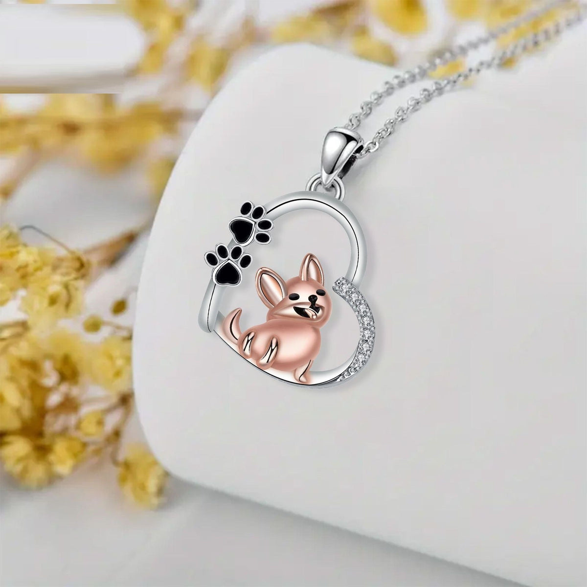 Lovely Heart-Shaped Dog Pendant Necklace
