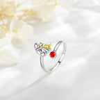 Dog and Girl Ring in Sterling Silver