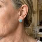 Dahlia | Elegant Square Synthetic Turquoise Earrings