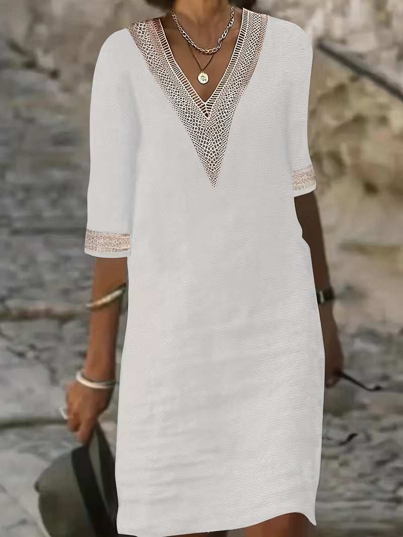 Imelda | Stylish V-Neck Mid Sleeve Dress