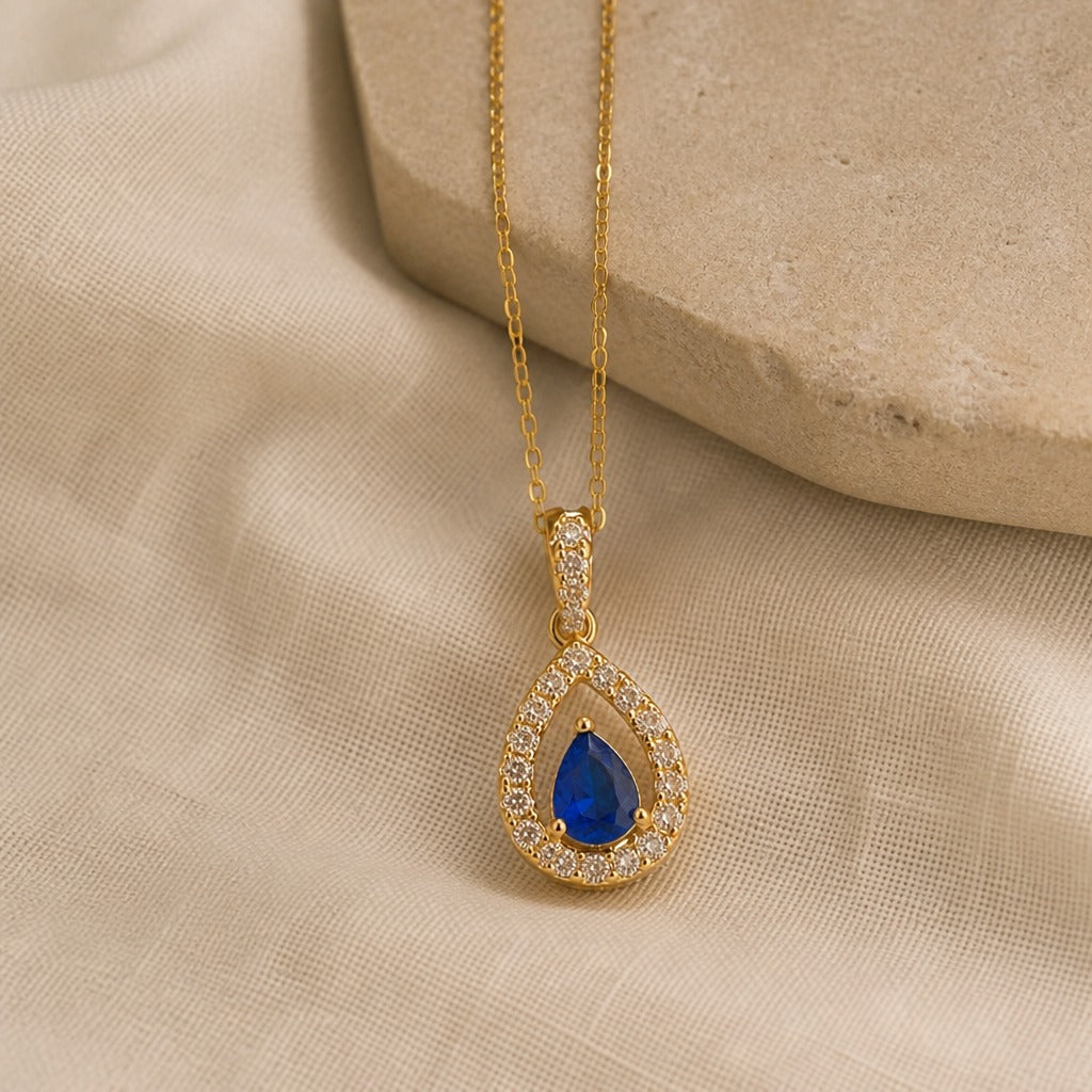 Ava | Halo Teardrop Pendant Necklace