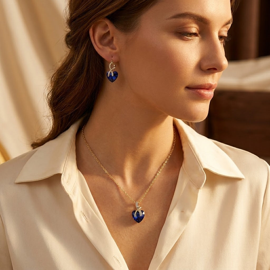 Céleste | Sapphire Heart Jewellery Set