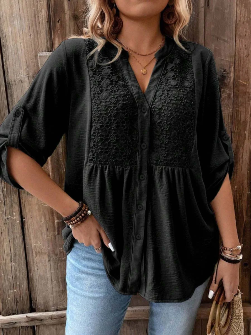 Marnie | Elegant Wide Sleeve V-Neck Blouse