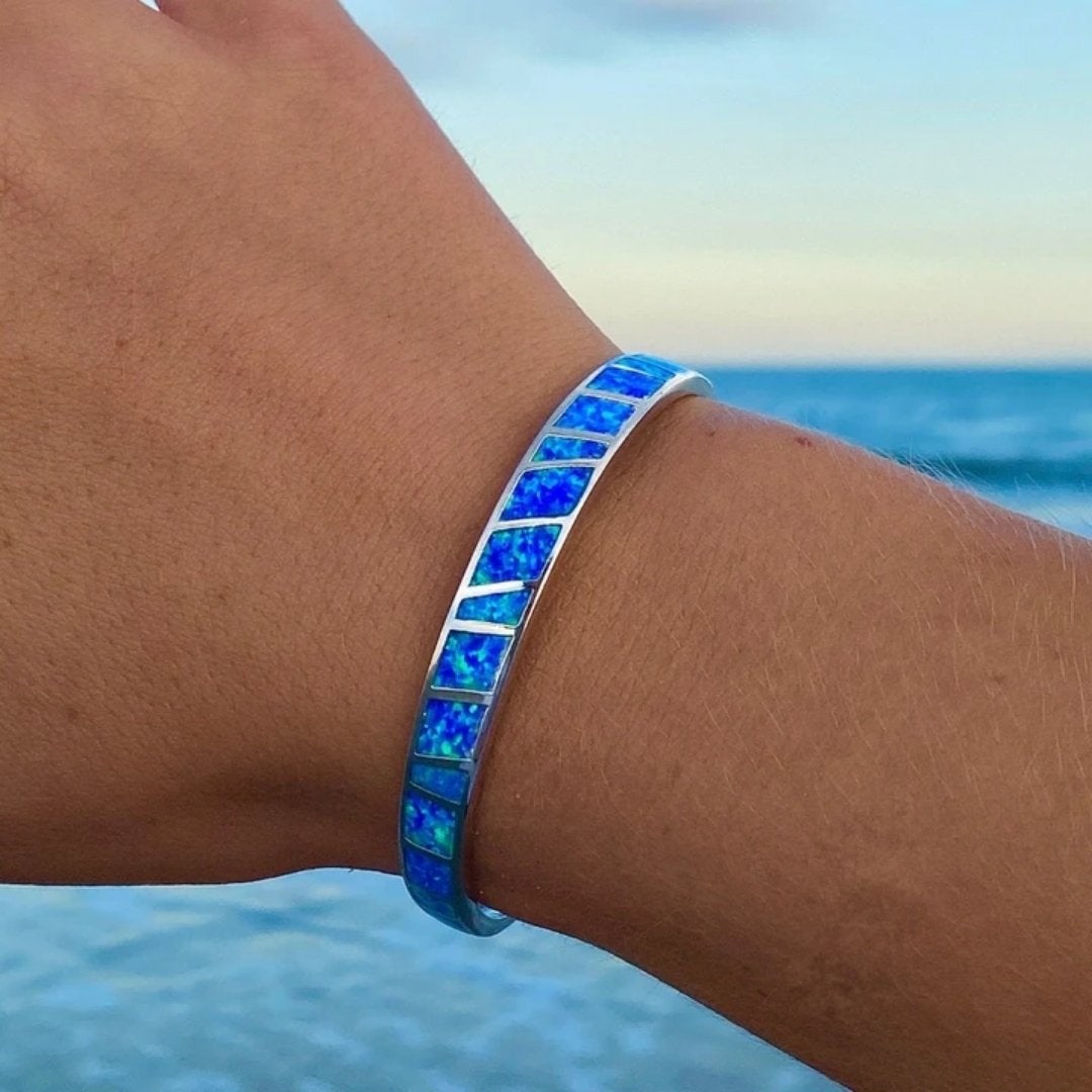 Fiona | Blue Silver Opal Bracelet